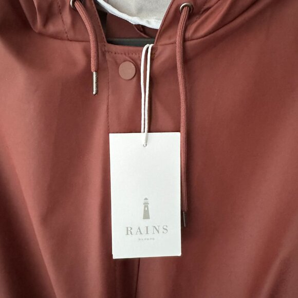 RAINS Raincoat Curve Long Belted Jacket  Maroon - Picture 4 of 14